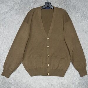VTG Riverside Sweater Men's Sz XL Brown 100% Merino Wool Cardigan Grandpa V Neck